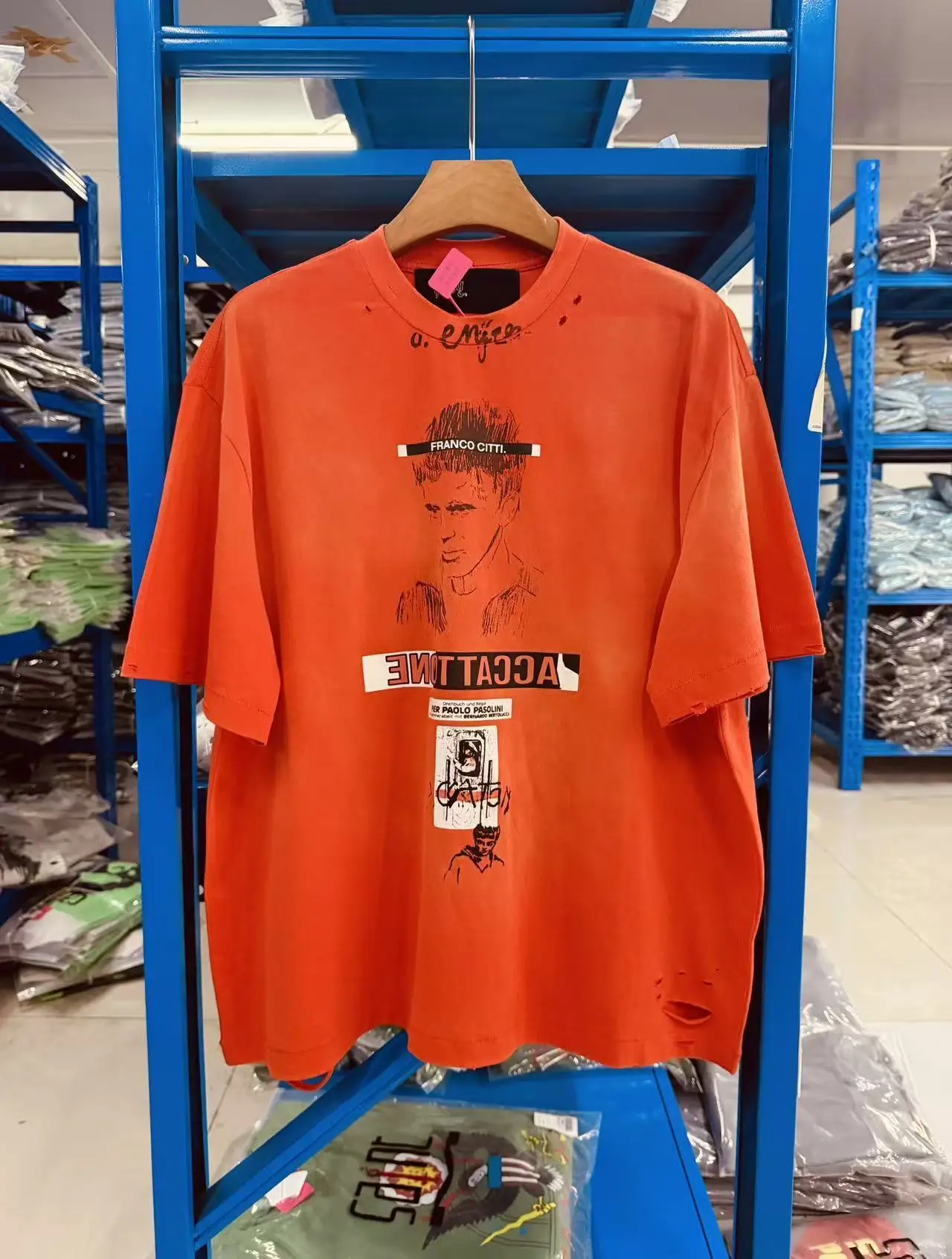 New Men paly Washed Orange FRANCOCITTI T Shirts T-Shirt Hip Hop Skateboard Street Cotton T-Shirts Tee Top US size A171