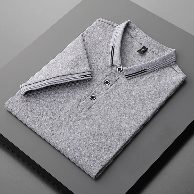 Men's Clothing Summer New Cotton Slim Fit Trend Business Casual Short Sleeve Turn-down Collar Polo T-shirt Breathable Tops