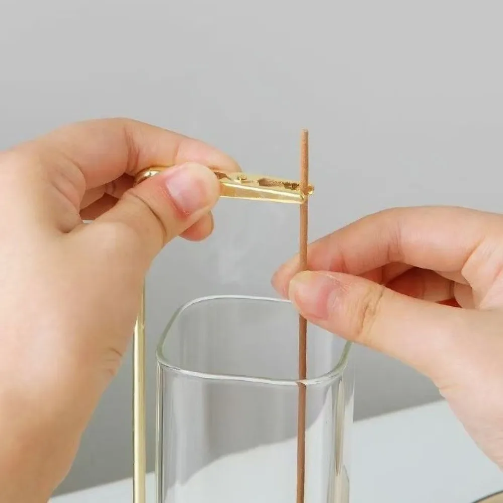 Minimalist Glass Incense Holder Transparent Zen Style Incense Burner Wooden Base Creative Anti-Ash Flying Incense Holder