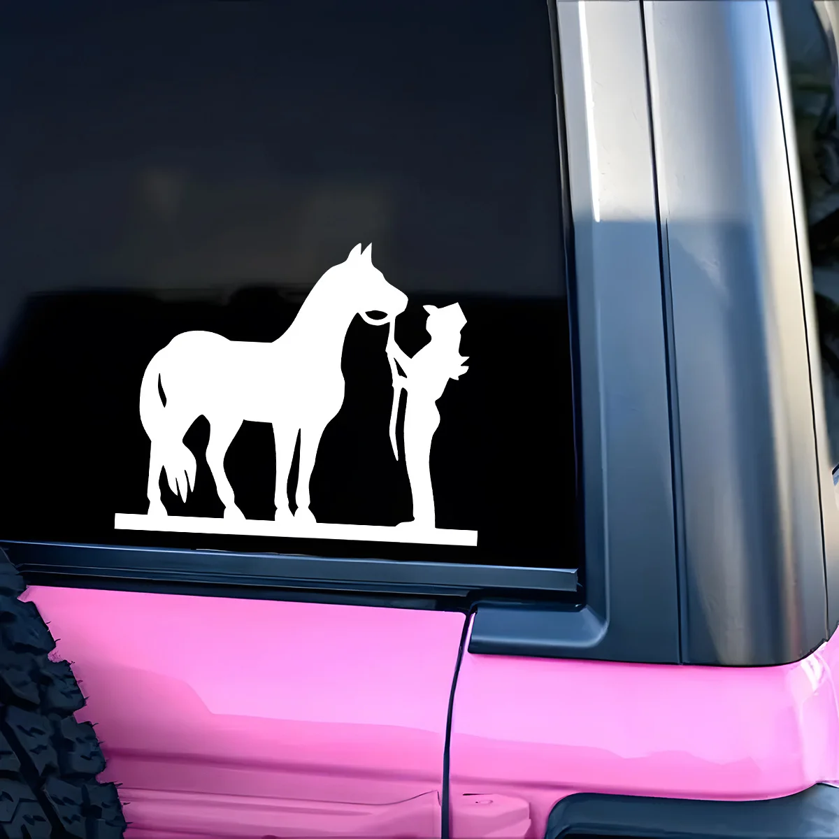 Vinyl Sticker of a Romantic Horse And Rider - Matte Surface, Self-Adhesive, Perfect for Vehicles, Laptops, And Water Bottles
