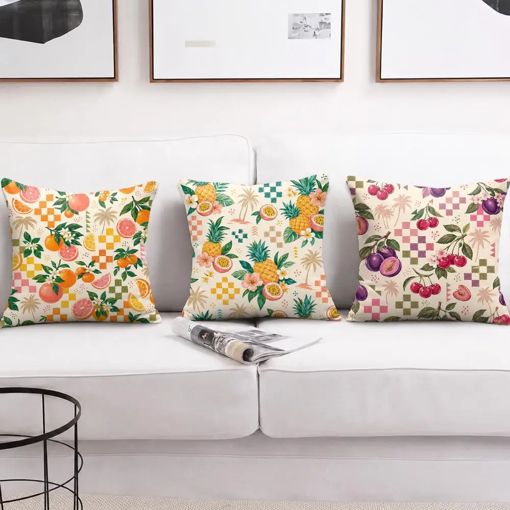 Boho Check Botanical Cottagecore Cushion Cover Soft Short Plush Pillow Cases Hidden Zipper Cutecore Sofa Bedroom Home Decor Gift