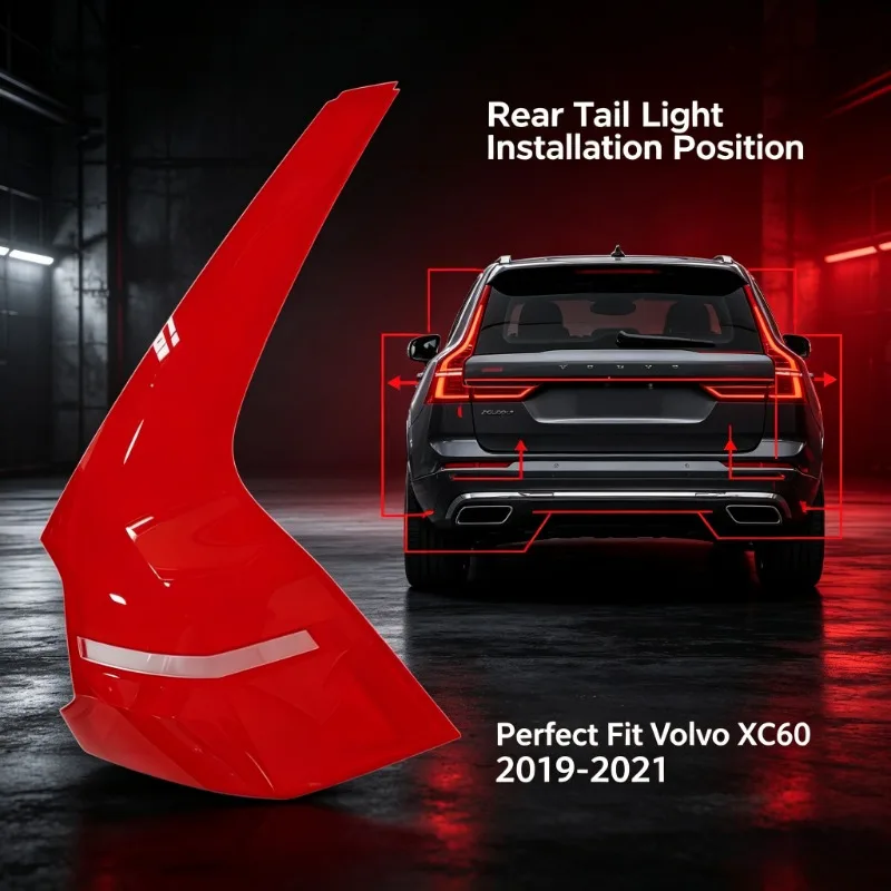Moggic Tail Light Lens Cover For XC60 2019-2021 Red Rear Taillight Anti-fade Replacement Shell