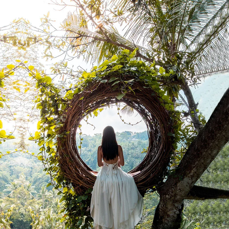 

Креативная подвесная круглая кровать-гнездо для свадебных фотосессий на природе, реквизит для фотосъемки в стиле инстаграм-блогеров, для отелей и B&B, Бали