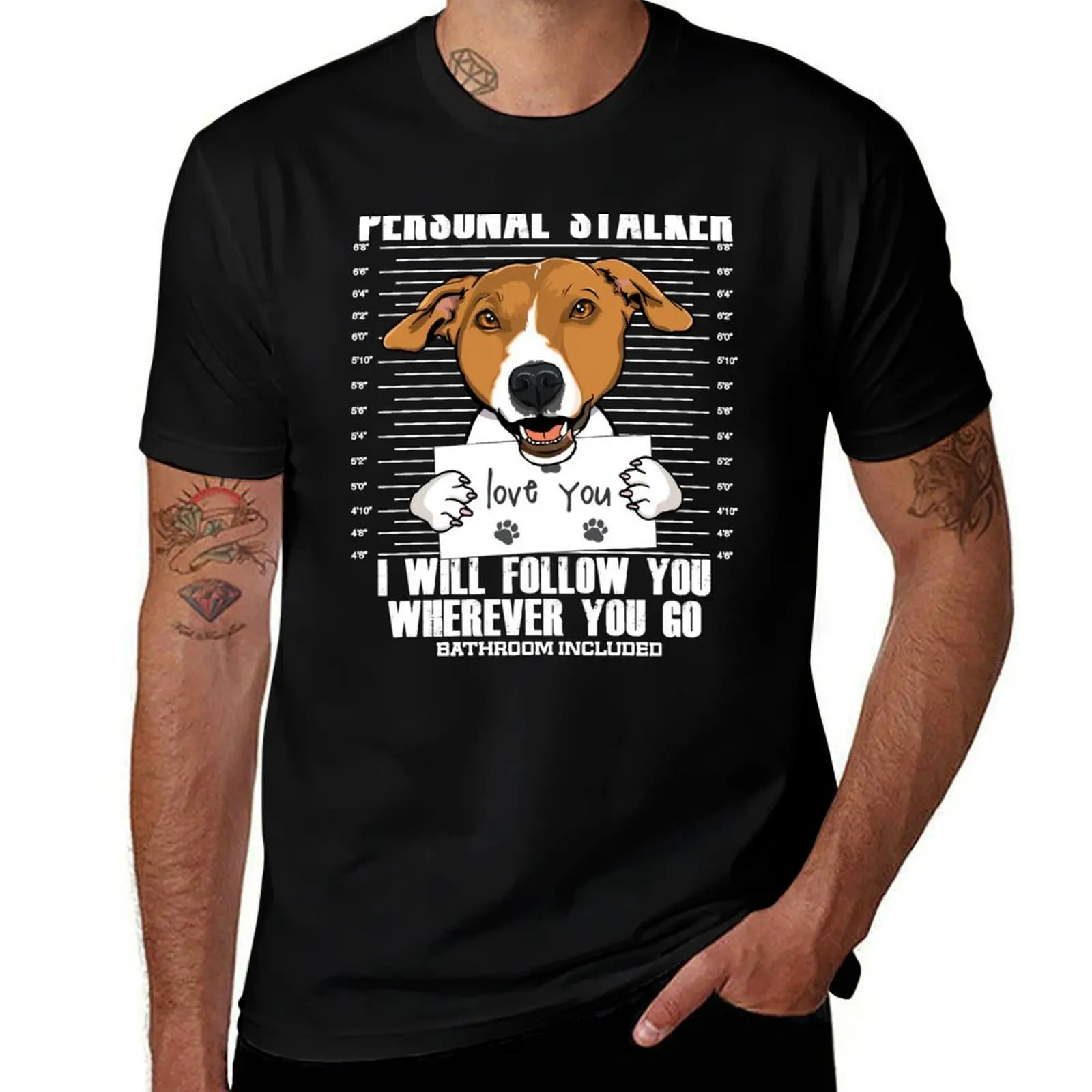 Funny Jack Russell Terrier Cartoon T-Shirt Non-Shrink Basic Cotton T-Shirt