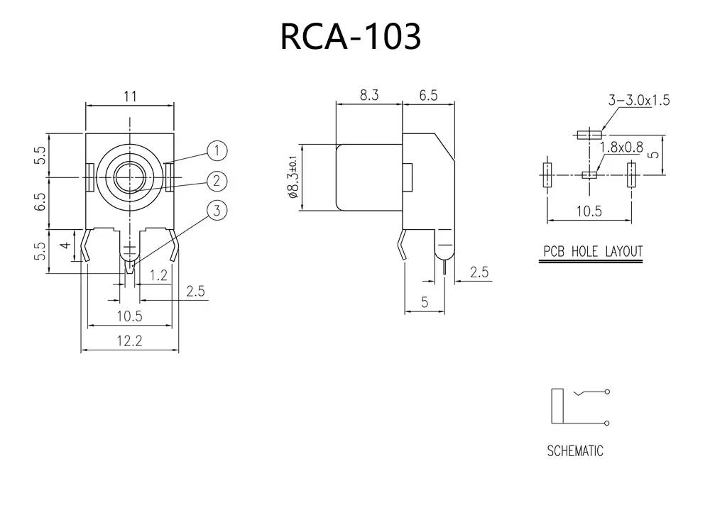 5PCS 90Degree Golden RCA Female Stereo Audio Jack AV Audio Input Socket Connector One Hole RCA-103