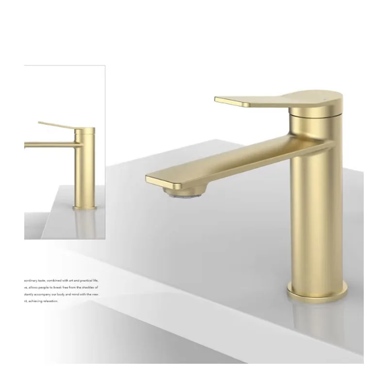 

！@Customizable Golden Stainless Steel Single-Hole Basin Faucet Bathroom Hot Cold Water Faucet Flexible Lines for Sanitary Fixtur
