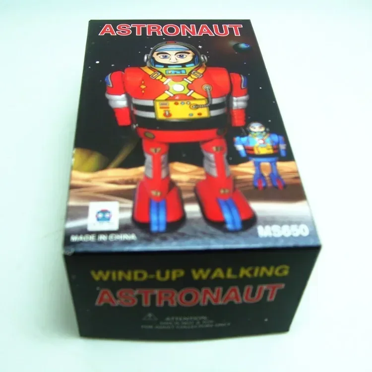 [Divertido] colección clásica mecanismo de relojería Retro cuerda de Metal para caminar estaño astronauta robot recuerda juguete mecánico juguete para niños