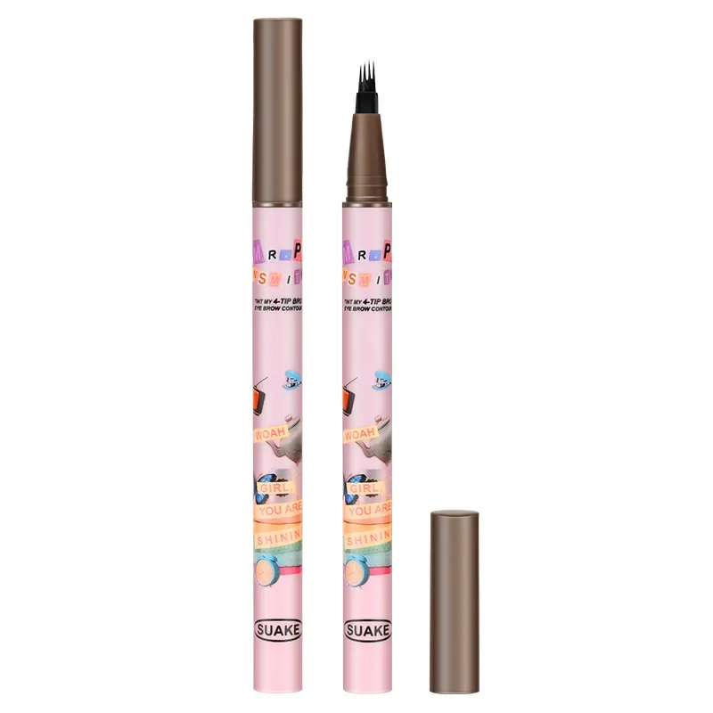Lápiz líquido para cejas de cuatro tenedores, 4 colores, resistente al agua, resistente al sudor, no se decolora, lápiz líquido para cejas Natural y duradero