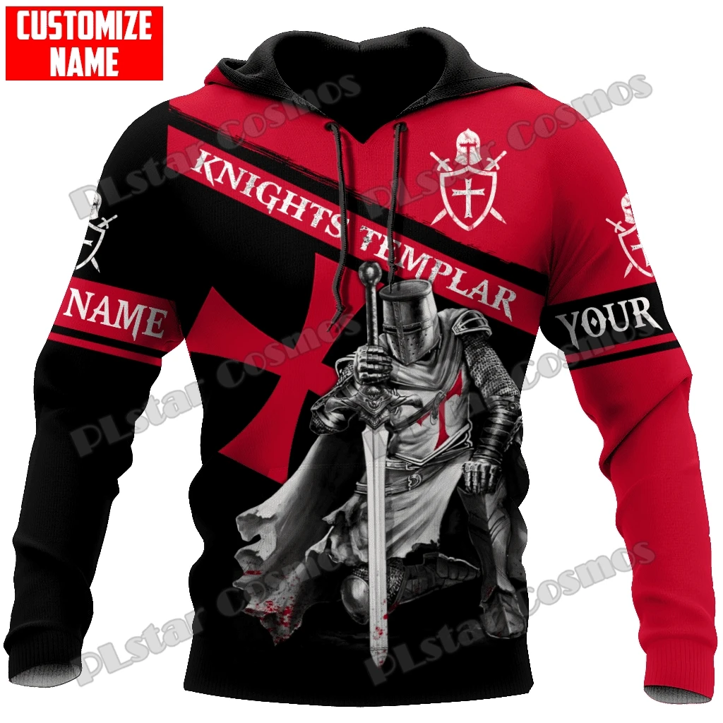 

Knights Templar praying Red Custom name 3D Printed Men's Hoodie & Sweatshirt Unisex Casual pullover Autumn zip-up Jacket QDY21