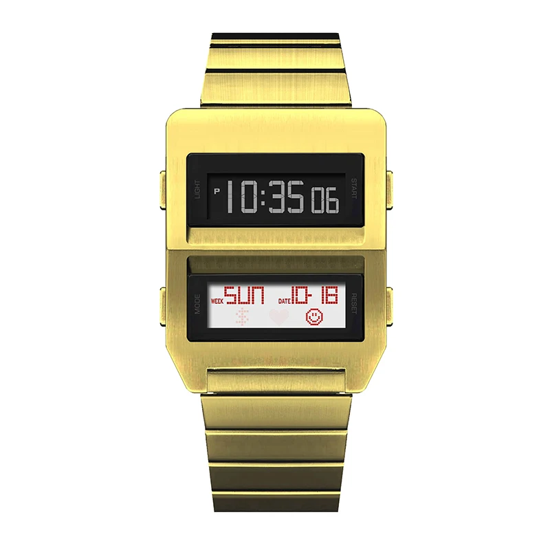 ساعة كوارتز مربعة من الفولاذ المقاوم للصدأ لعام 2026 بتصميم صناعي، ساعة تناظرية بسيطة مع مطابقة حركة ميوتا اليابانية