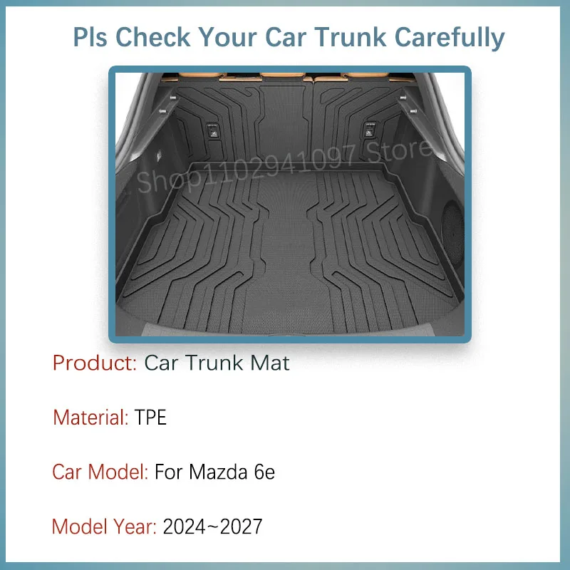 Tapetes para porta-malas de carro, para mazda 6e EZ-6 ez6 j90a 2024 2025 2026 2027, forro de carga à prova d'água, almofada de armazenamento, porta-malas traseiro, acessórios para automóveis