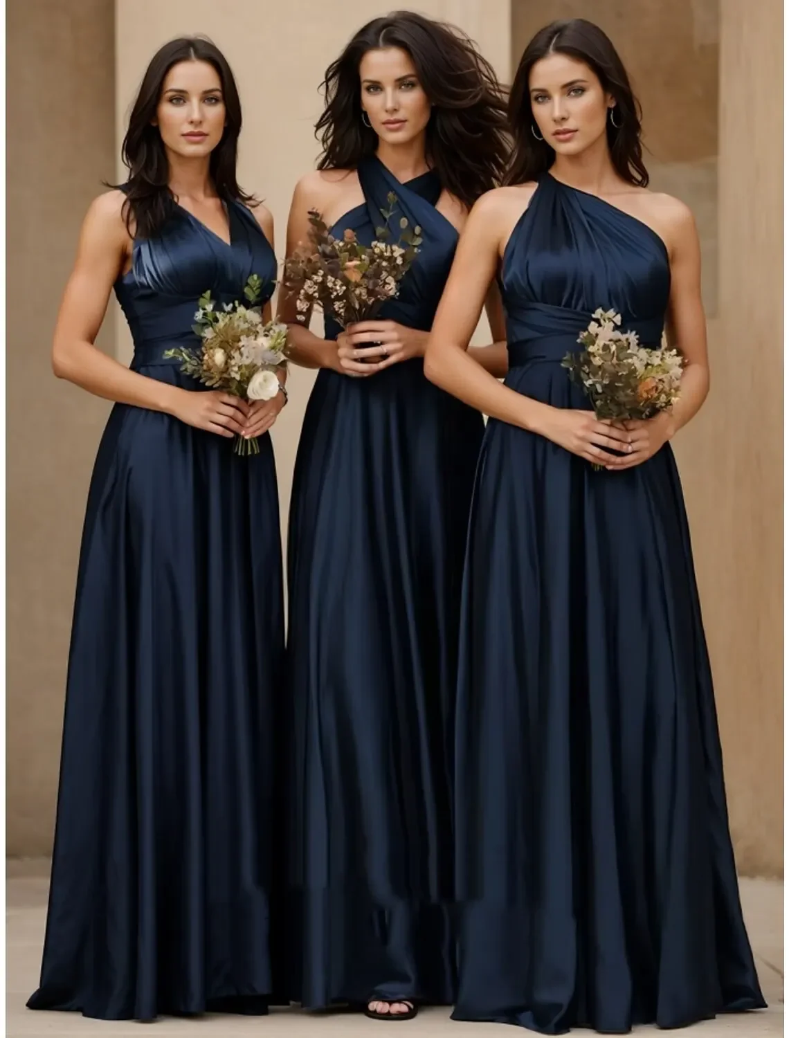 

A-Line Slit Bridesmaid Dresses For Wedding Adjustable Neck Sleeveless Elegant Floor Length Stretch Satin Prom Dress Eveing Gowns