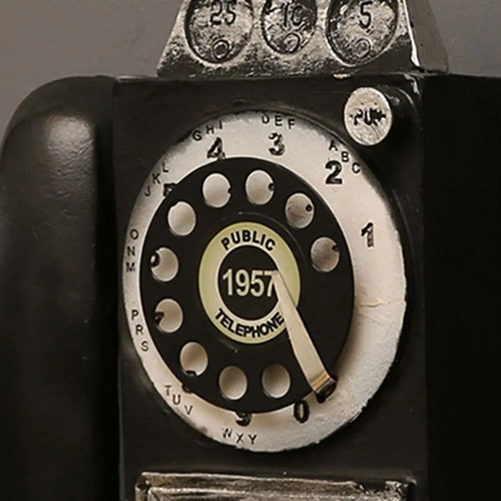 Vintage Telephone Model Wall-Mounted Resin Booth Telephone Figurine Rotary Old-fashioned Telephone Ornament Photography Props