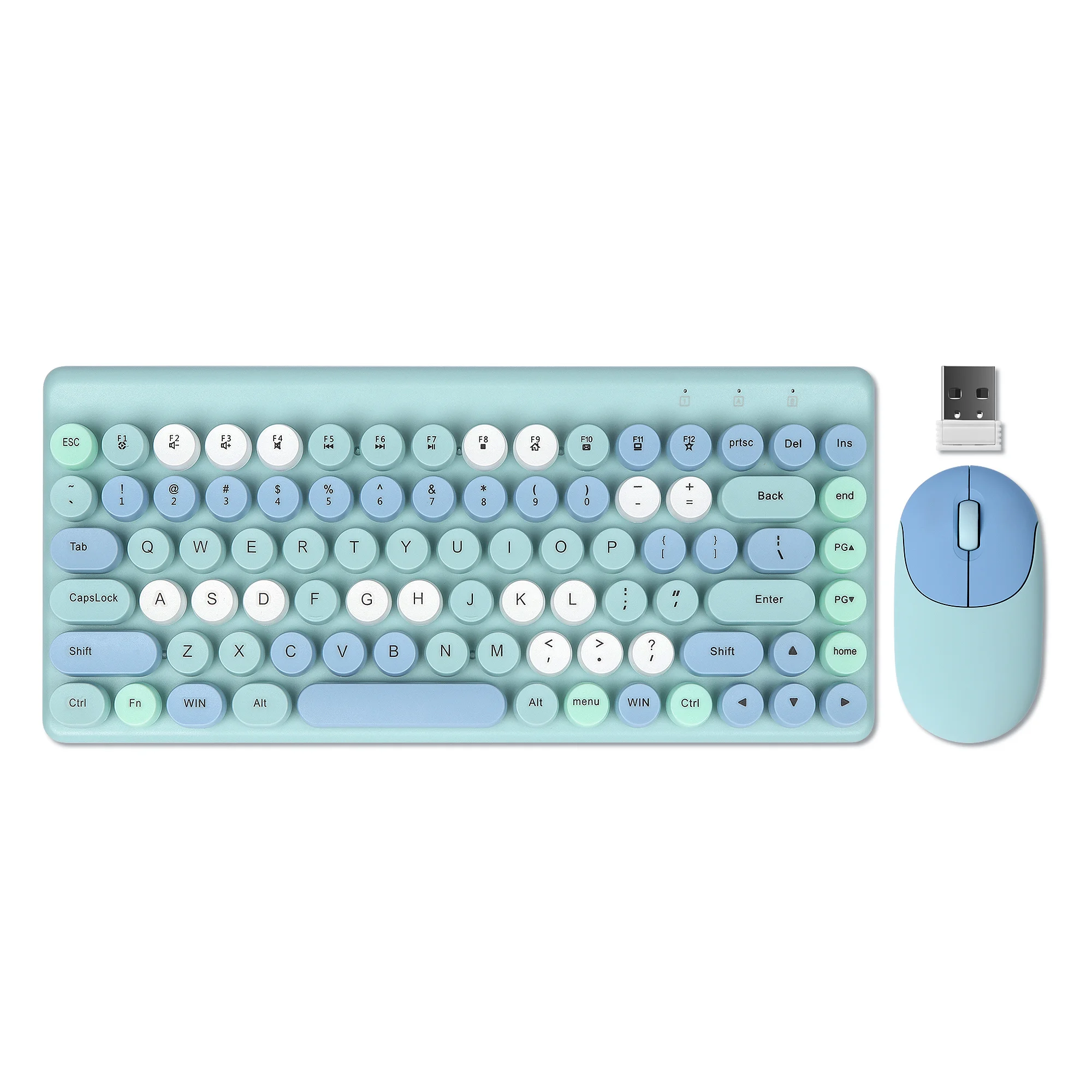 Tastiera e Mouse Wireless 2.4G Set Keycap rotondo combo Mouse tastiera Wireless muto per Computer Laptop PC Desktop Windows