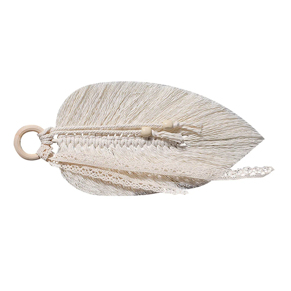 

1Pcs Leaf Tapestry Hand Woven Tassel Hanging Tapestry Beige Stylish Wall Hanging Decor Home Decoration Wedding Party Room