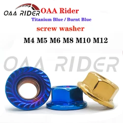 M4/M6/M8/M10/M12 Motorcycle 304 Stainless Steel Flange Nut Burnt Blue Titanium Anti-slip Bolt Head Cover Bolt Nut Turn Buckle