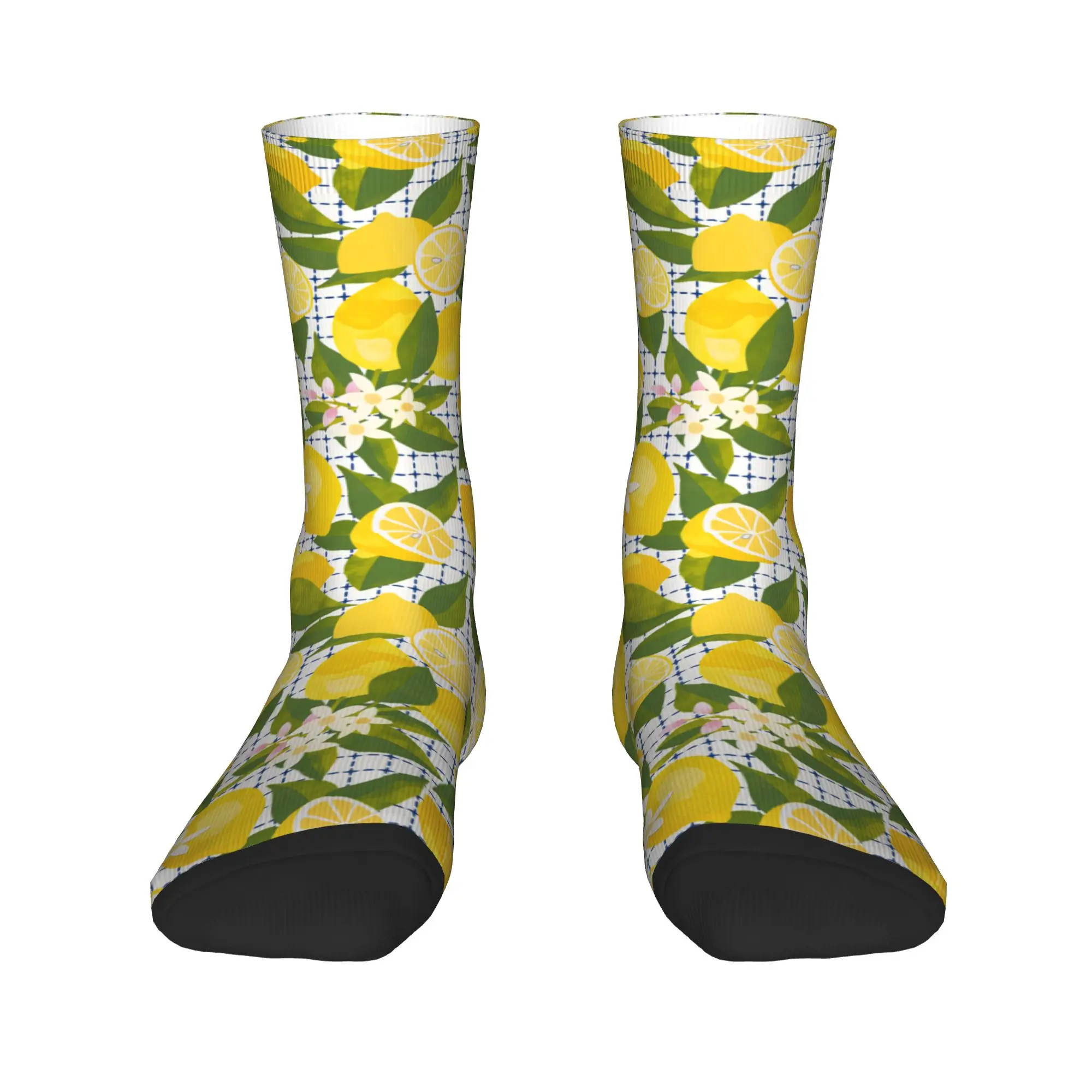 Unisex Men Socks Yellow Lemon Pattern  Stockings Anti Skid Soft Socks Autumn Gothic Graphic Cycling Socks