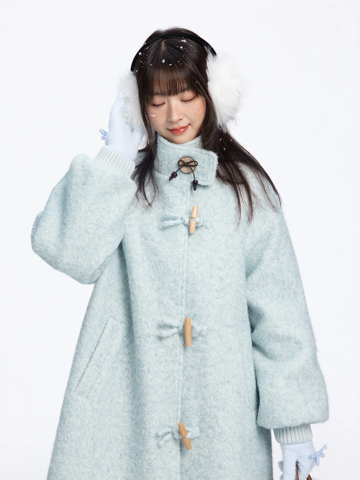 

Sweet Fi L Salt XueChuan Quan Circle Woolen Coat Women's New 2025 Long Sle Buttoned Outerwear Thiened Winter Coat