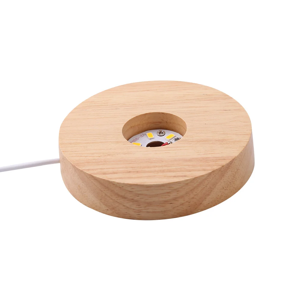 Night Light Wooden Base Holder Display Stand Crystals Ball Illumination Lighting