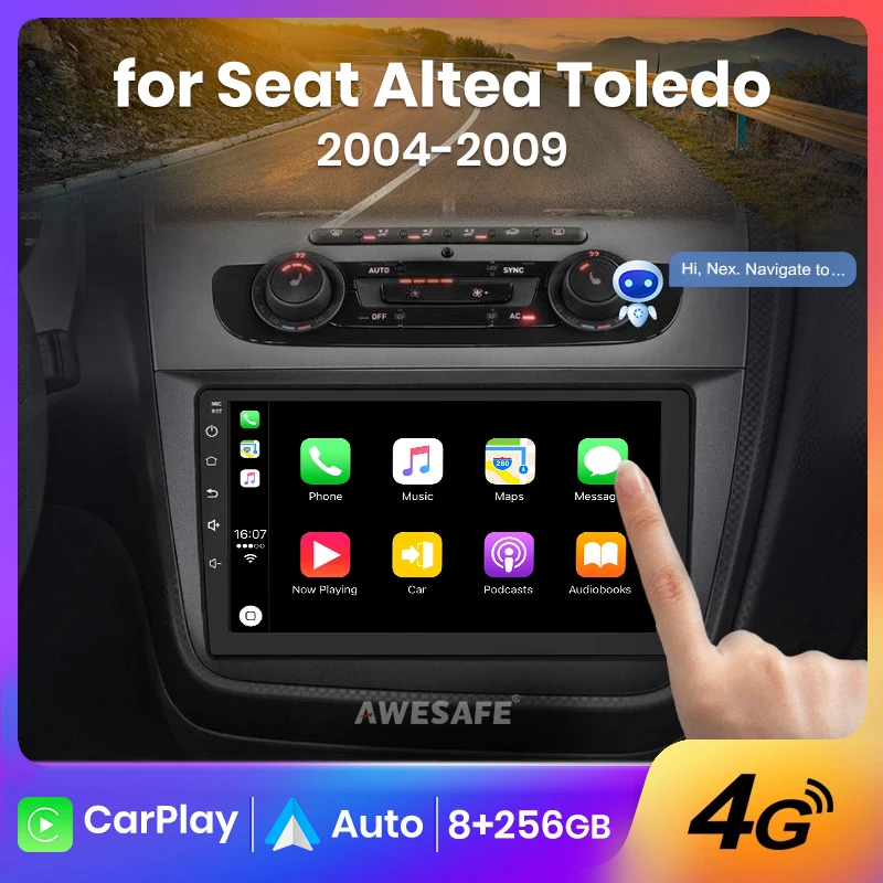 AWESAFE Wireless CarPlay Android Auto Radio for Seat Altea XL Toledo 2004 2005-2009  Car Multimedia Player GPS 2din autoradio