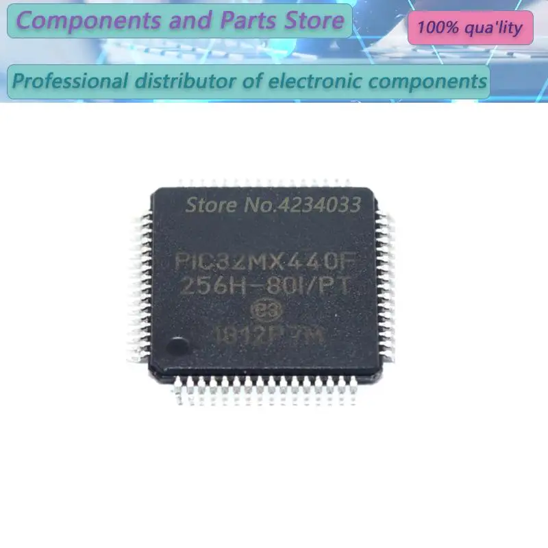 1PCS  PIC32MX440F256H-80I/PT PIC32MX440F256H-8 C32MX440F25  TQFP-64  new100%