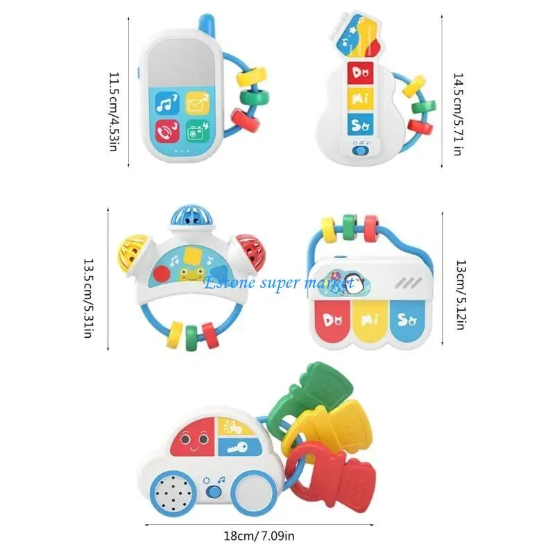 090B Babyrammelaar Speelgoed Muziekinstrument Muziektelefoon Zintuiglijk speelgoed Pasgeborenen Cadeau Muzikale shaker Telefoon
