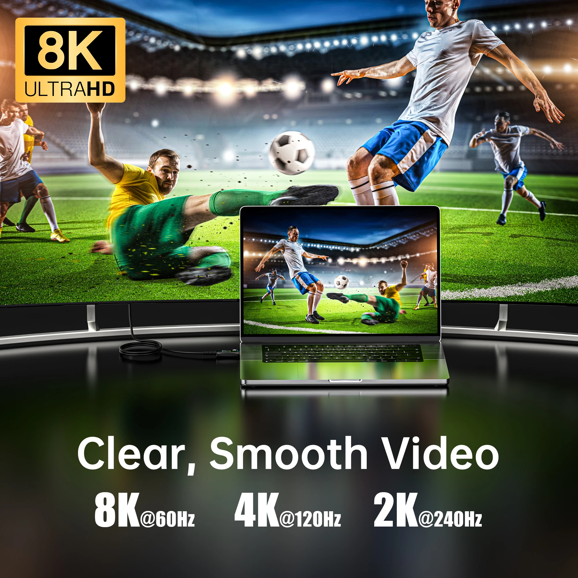 Kabel światłowodowy 8K HDMI 2.1 Fine Fiber Optic 8K60Hz 4K120Hz Kabel HDMI Dynamic 48Gbps HDR/eARC/HDCP do HD TV PS5 Blu-ray Speed Computer — zdjęcie produktu 6