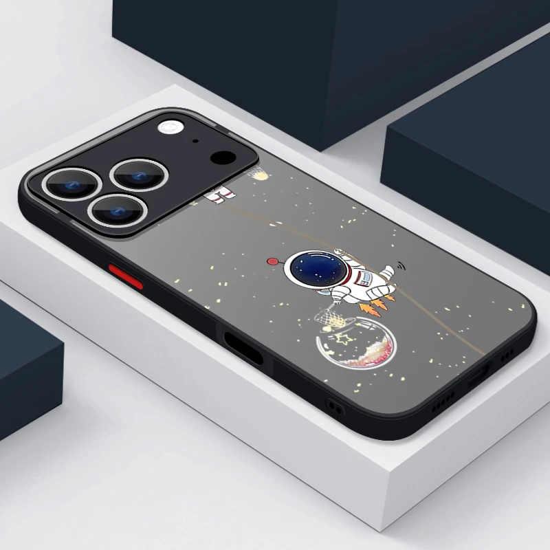 Carino Astronauta Cassa Del Telefono Per iPhone 17 Air 16 15 14 13 12 Pro Max 16 17 Pro 16e 11 Antiurto Bordo Morbido Opaco Copertura Dura Funda