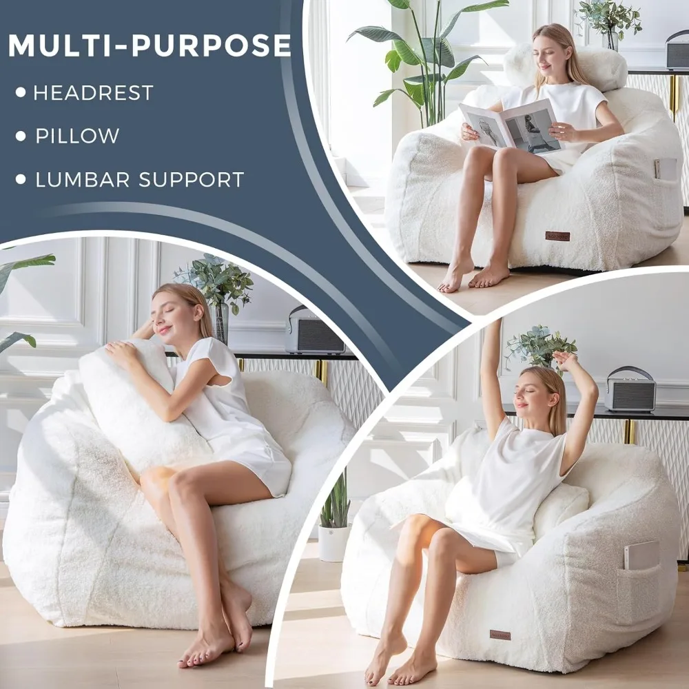 AngiBean-chaise sac avec oreiller, canapé boumunbean pour adultes, canapé pouf à grande capacité avec rembourrage