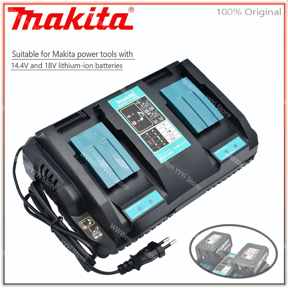 

makita Original 14.4V 18V 4A Hot Dual Battery Charger Charging Current BL1830 BL1815 BL1420 DC18RC DC18RD DC18RA Power Tools