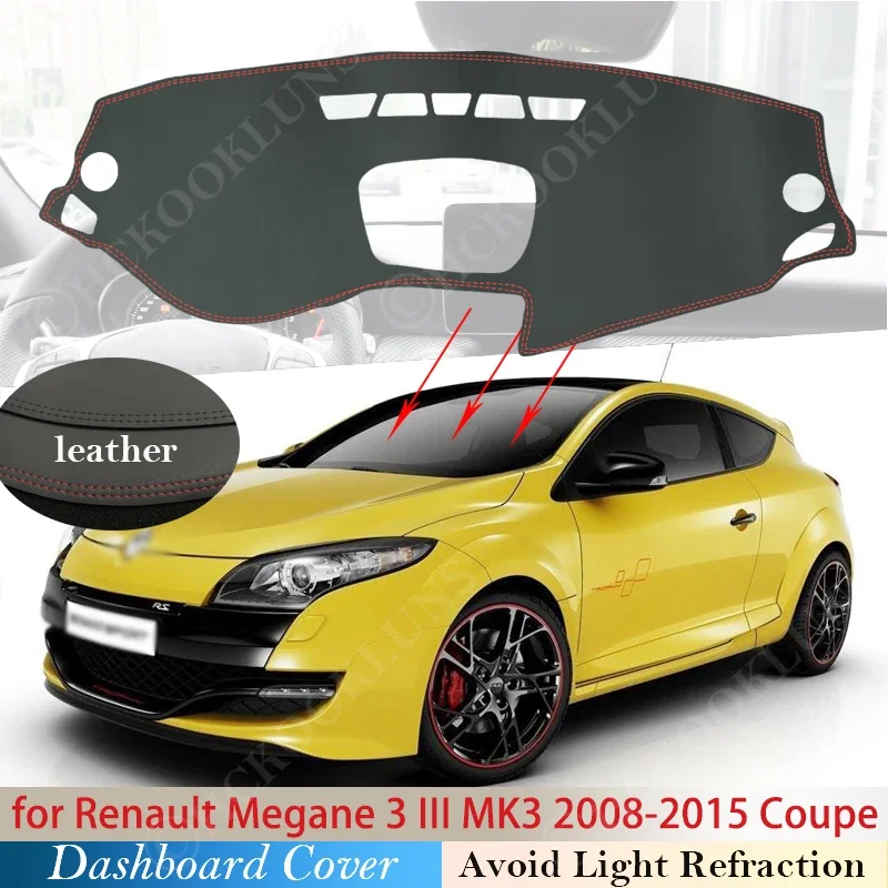 หนัง PU สําหรับ Renault Megane 3 III MK3 2008 2009 2010 2011 2012 2013 2014 2015 Coupe CC GT Anti-SLIP รถ MAT Dashboard Sunshade