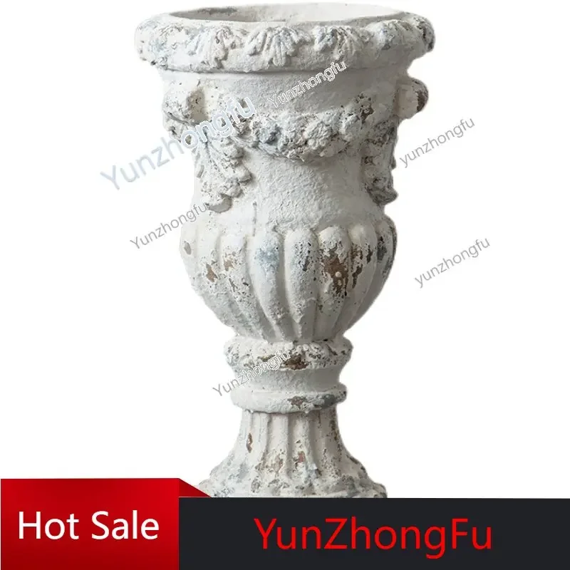 

Home Retro Embossed Distressed Floor Vase Large Flower Holder Bed & Breakfast Flower Shop Living Room Decoration European Style