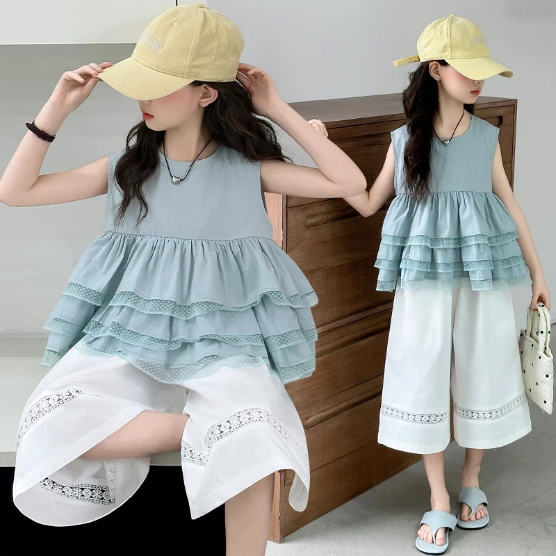 

Baby Girls Clothes Sets Kids Summer Suit Child 2-Pieces Of Vest Top & Pants Bottom Toddle Girls Summer Shinning Sets Size 4-14Y