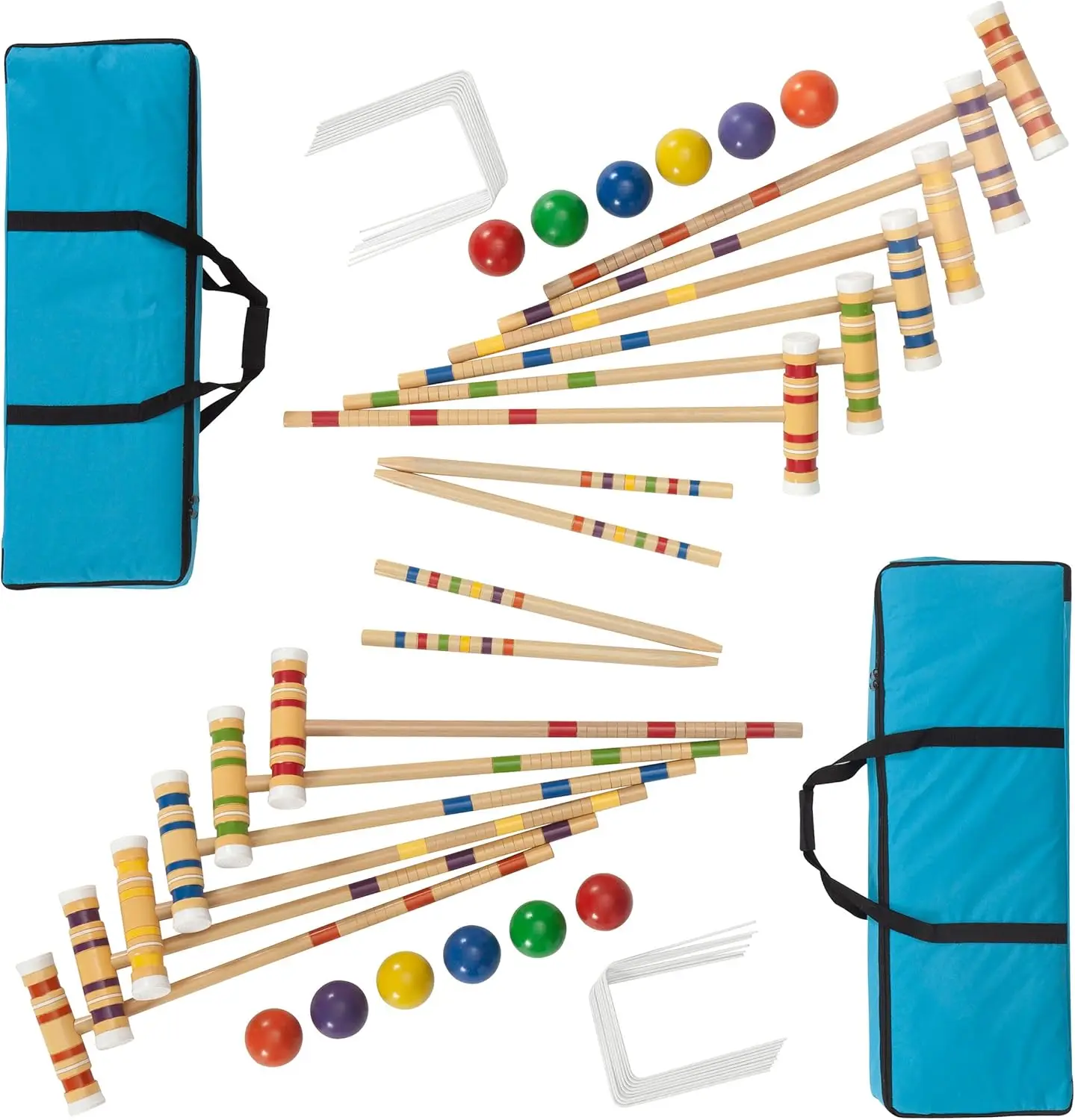 

2-Pack Wood Croquet Set with Carrying Case - Outdoor Sports Game for Ages 14+ and Up to 12 Players
