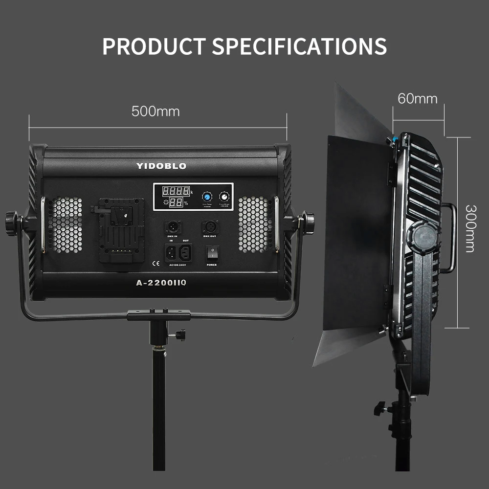 100W Led Panel Video Lights Bi-color Photo Studio Lighting Continuous Lamp Yidoblo A2200IIQ Soft Fill Light CRI95 Remote Control