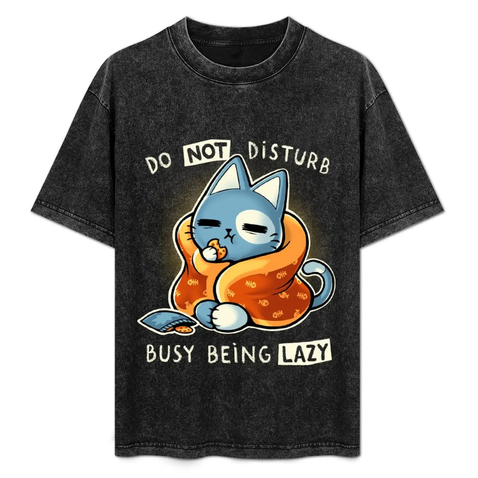 

Busy being Lazy - Cute cat - Do not disturb - procrastination kitty T-Shirt Casual Everyday Short Sleeve T-Shirt