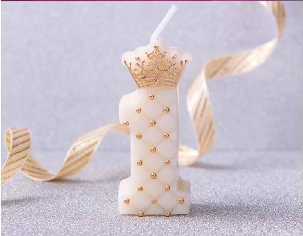 

White Crown Creative Birthday Digital Candle Internet Celebrity Party Year End Cake Decoration Candle