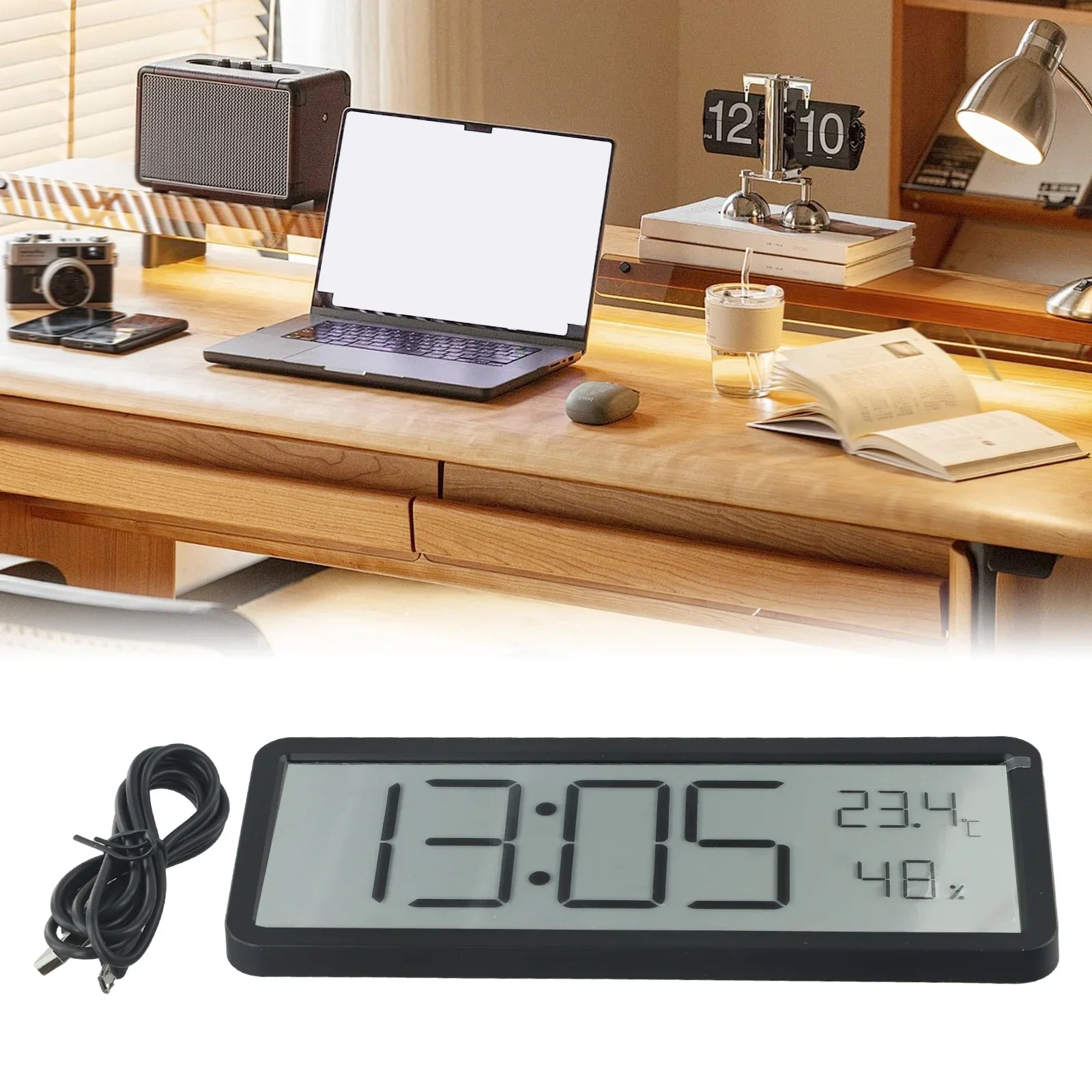 Electronic Clock Digital Wall Clock Living Room Wall Clock Modern Or Battery Power Simple Temperature Humidity Clock