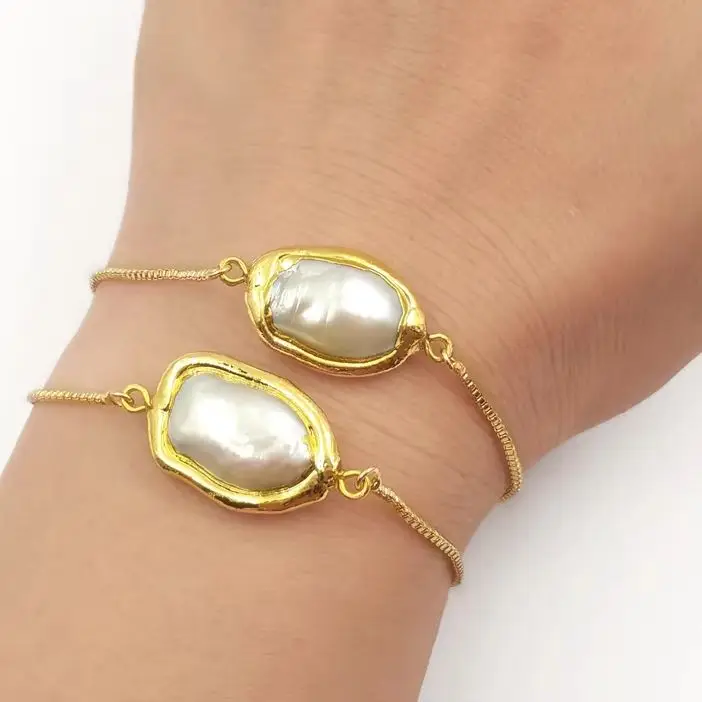 

WT-B413 Новое поступление, браслет с золотым покрытием, идеально круглой формы, браслет из натурального пресноводного жемчуга, женский изысканный аксессуар для свиданий