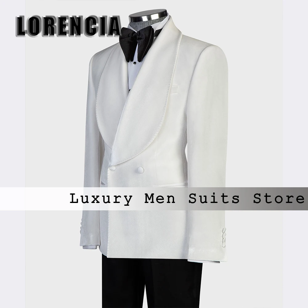 

Elegant Shawl Collar 2 Pieces Suits for Men Double Breasted Elegant Tuxedos Groom Wedding Customized jaqueta masculina couro