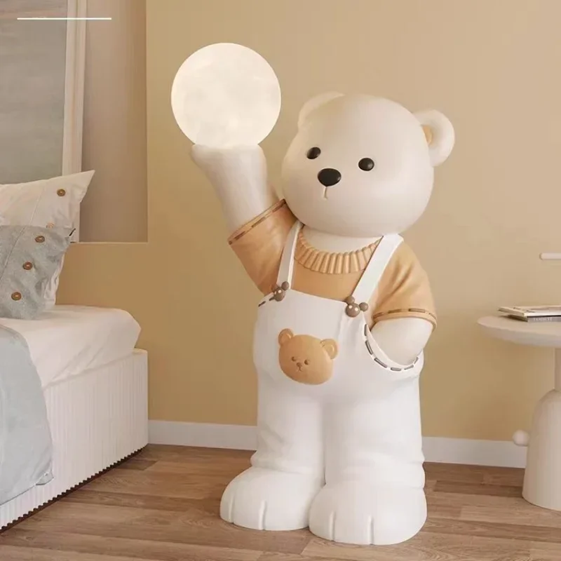 

Creative Cute Bear Statues Large Floor Tray Storage Ornaments Interior Figurine Nordic Home Decor Objects Decorative Side Table