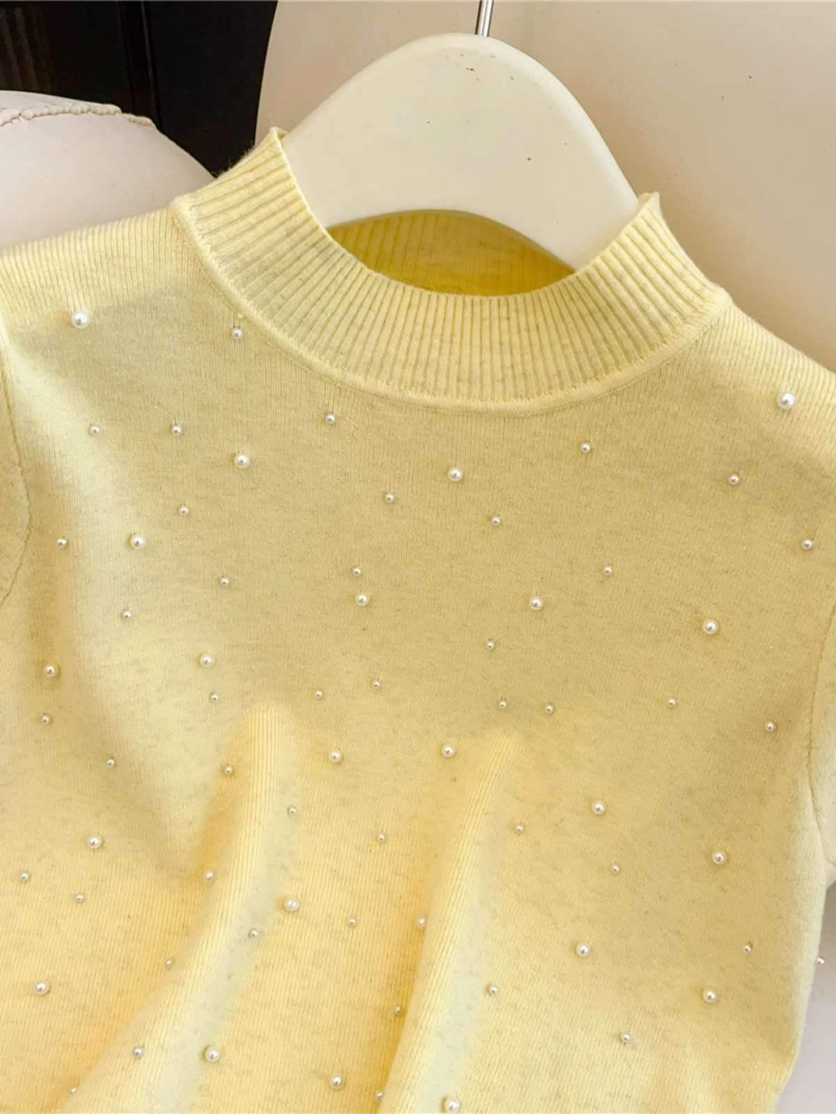 

Pearl Knit ort Sve Bubble Top Women's High-End Guangzhou Thirteenth Fac European Goods 2025 Faion Commute Slim Fit