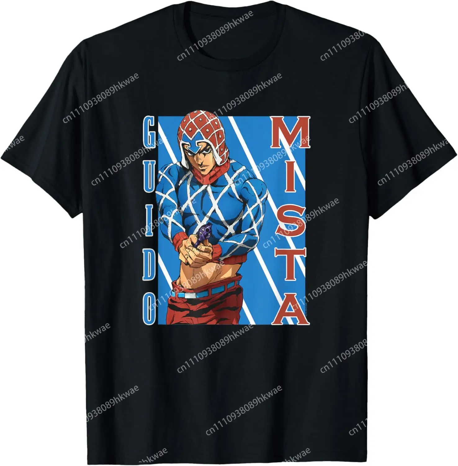 Camiseta de moda casual y divertida de anime de JoJo Parte 5 Golden Wind Guido Mista Six Bullets Pose, tallas S-6XL, para verano