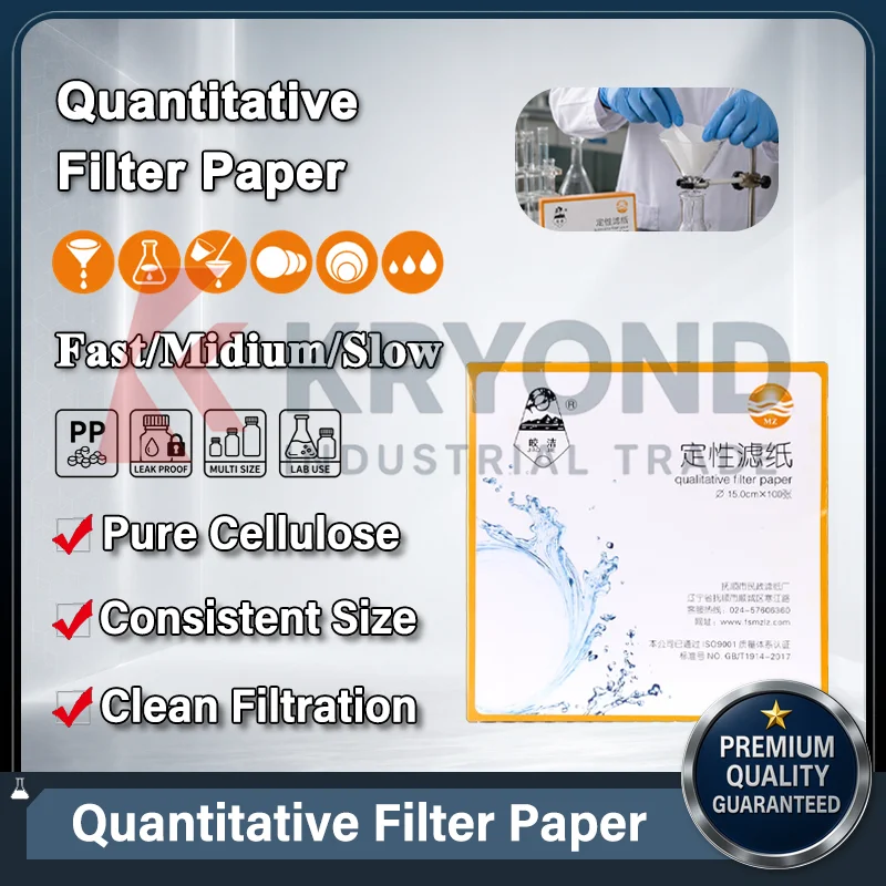 Quantitative Filter Paper Circular Cellulose Lab Chemical Analysis Fast Medium Slow Filtration 7/9/11/12.5/15/18cm 100-Sheet Box