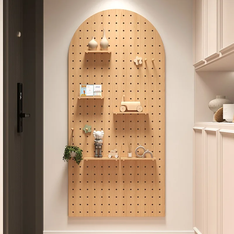 

Natural Solid Wood Pegboard Wall Organizer Rustic Wall Mounted Storage Shelf Entryway Decor Pegboard Wall Mounted Pegboard