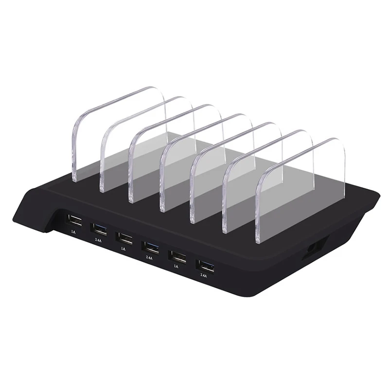 10.2A 6 Port USB Charging Station Universal Desktop Tablet & Smartphone Multi-Device Hub Charging Dock -UK Plug