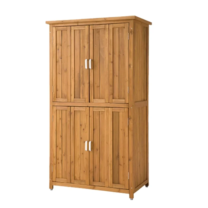 2026 waterproof wooden small outdoor backyard patio garden tool house storage shed wood cabinet