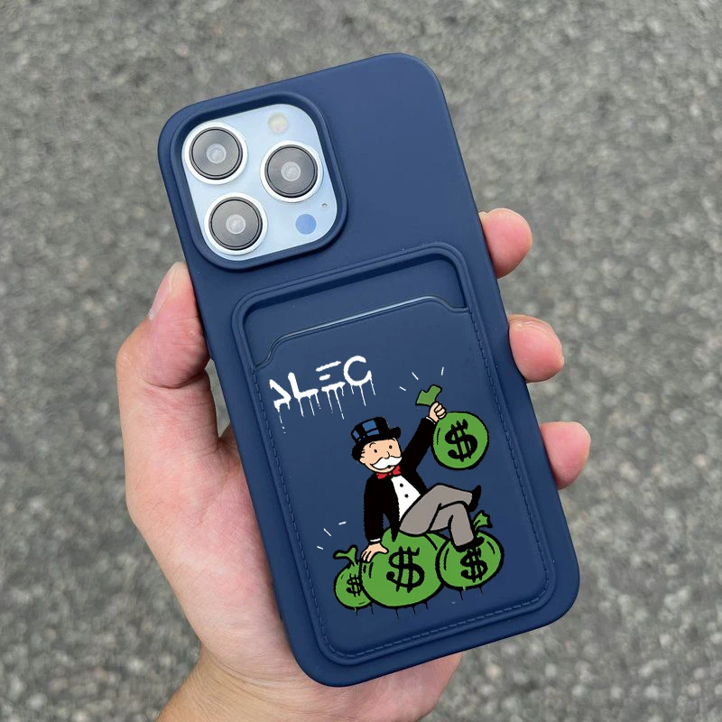 Ins Luxury Dollar MonopolyS Wallet Card Phone Case For iPhone14 Pro Max 11 12Mini 13 Pro XS Max XR 7 8 Plus Silicone Back Cover