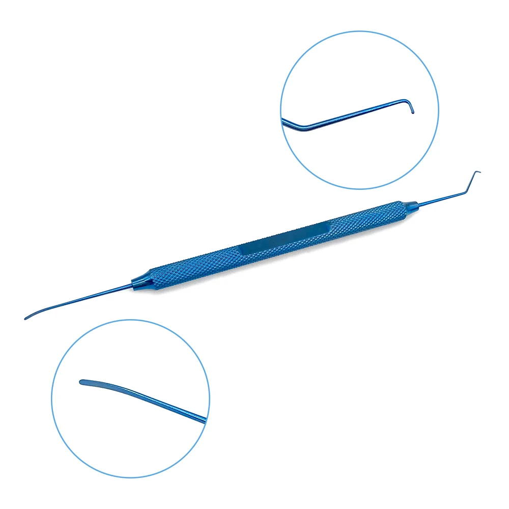 Ophthalmic lens Manipulator hook 125mm Double ended hook tool Titanium Double Eyelid hook Instrument