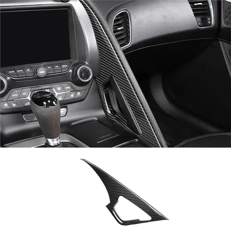 Carbon Fiber Armrest Trim Sticker For Corvette C7 Central Control Cover 2014-2019